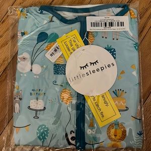 NWT Little sleepies blue party animals zippy 12-18 months